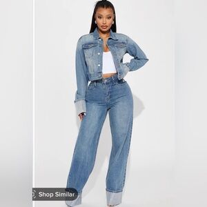 Influential Sparkle Baggy Straight Leg Jean SET - Medium Wash